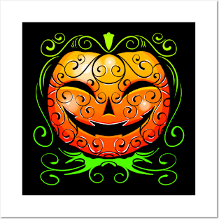 Pumpkin With Ornaments For Halloween Posters and Art